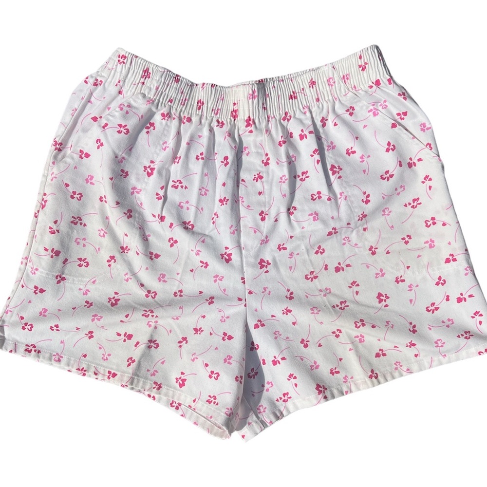 vintage made in usa white flower shorts